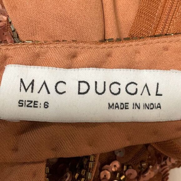 NWT Mac Duggal Copper Sequin Beaded Plaid Halter Neck Lined Cocktail Dress Size - Picture 3 of 16